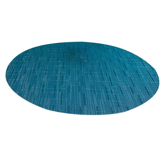 17x12 inch Imitation Bamboo Placemat, Woven Vinyl Heat Resistant Placemat Oval, Washable Table Mat for Kitchen Table, Blue