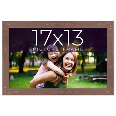 17x13 Distressed Brown Real Wood Picture Frame Width 1.25 inches | Interior Frame Depth 0.5 inches