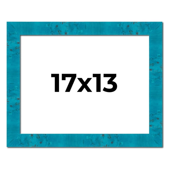 17x13 Frame Blue Teal Burl Wood Picture Frame | 1.75 Inch Moulding Width | Interior Frame Depth 0.5
