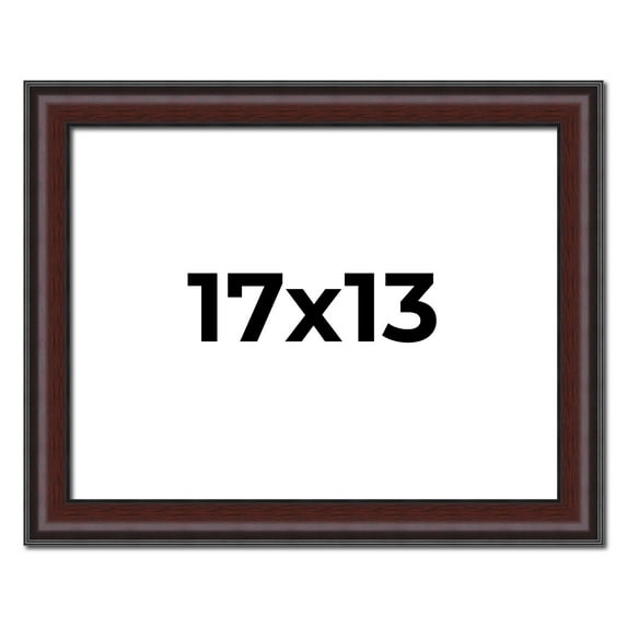 17x13 Frame Brown Round Mahogany Solid Wood Picture Frame | 1.625 Inch Moulding Width | with UV