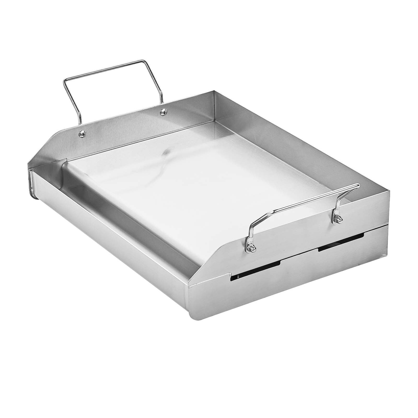 17x13 Inch Flat Top Griddle - Stainless Steel Universal BBQ Grill Pan - Nonstick Cookware for Stove, Grill & Camping - Heavy Duty Griddle for Outdoor Cooking