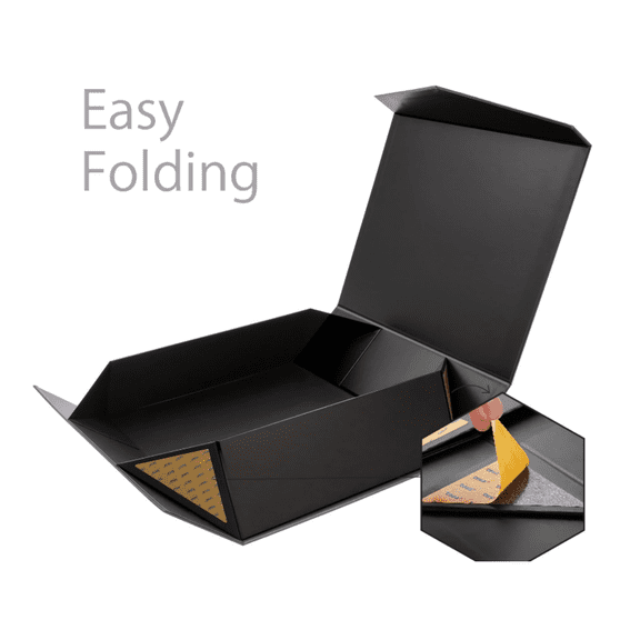 17x14.5x5.5 Inches, 3 Extra Large Gift Boxes with Lids, Magnetic Closure Boxes for Clothes and Large Gifts (Matte Black with Grain Texture)