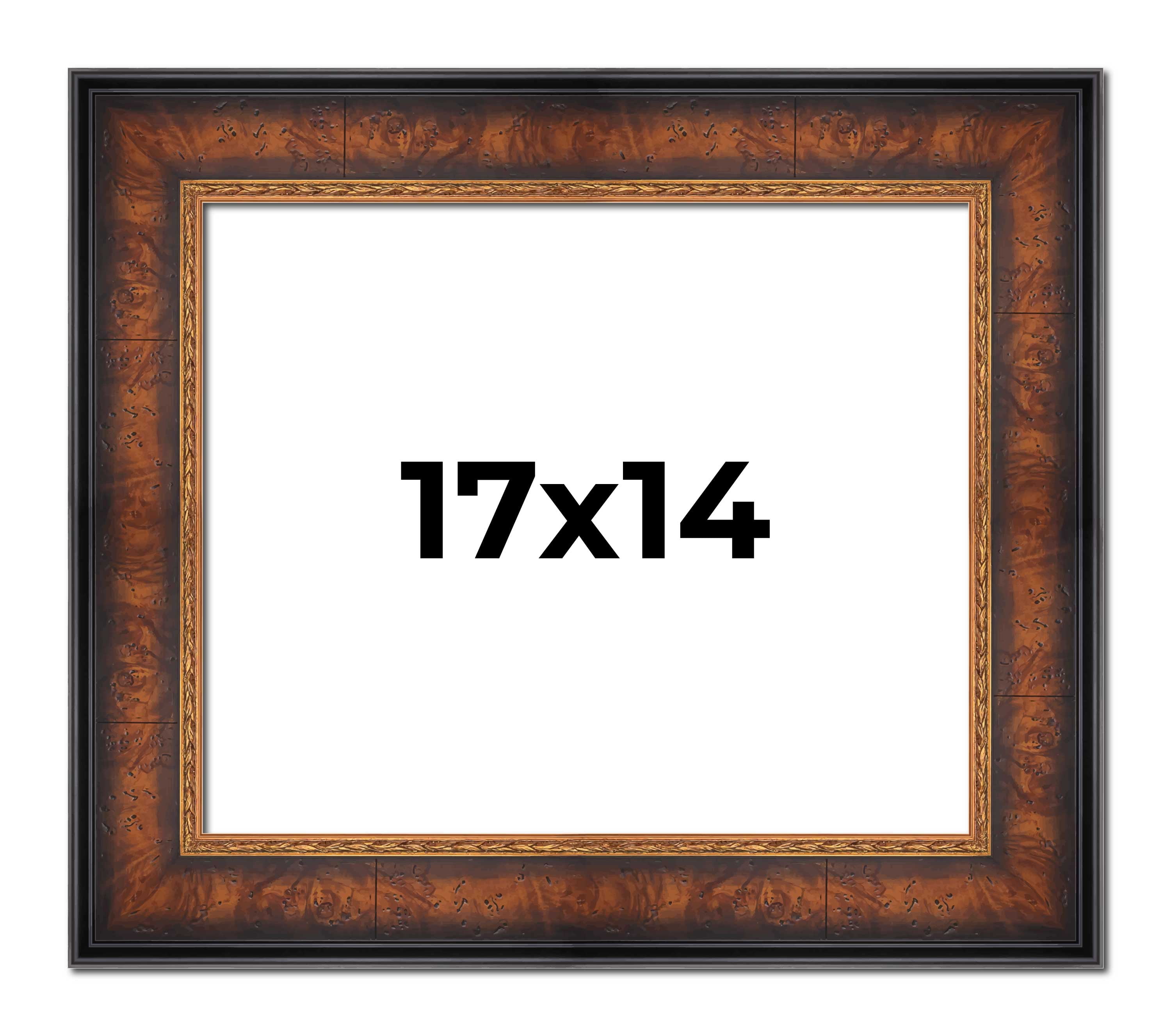 17x14 Frame Brown Walnut Gold Ornate Trim Solid Wood Plein Air Picture ...