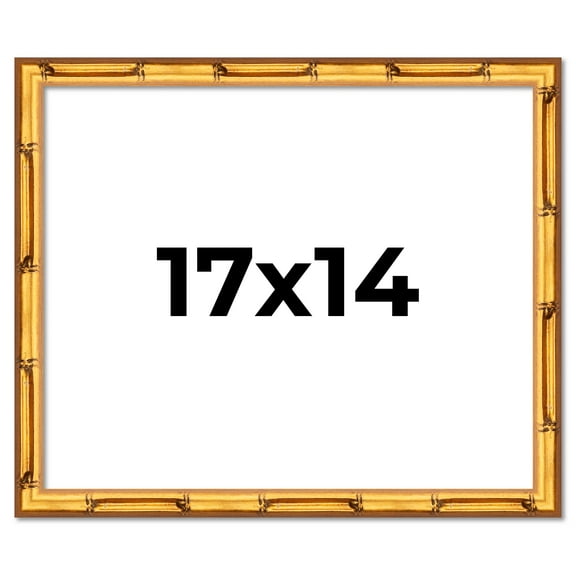 17x14 Frame Gold Bamboo Solid Wood Picture Frame | 1 Inch Moulding Width | Interior Frame Depth