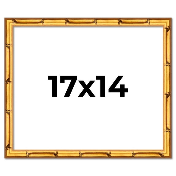 17x14 Frame Gold Bamboo Solid Wood Picture Frame | 1 Inch Moulding Width | Interior Frame Depth