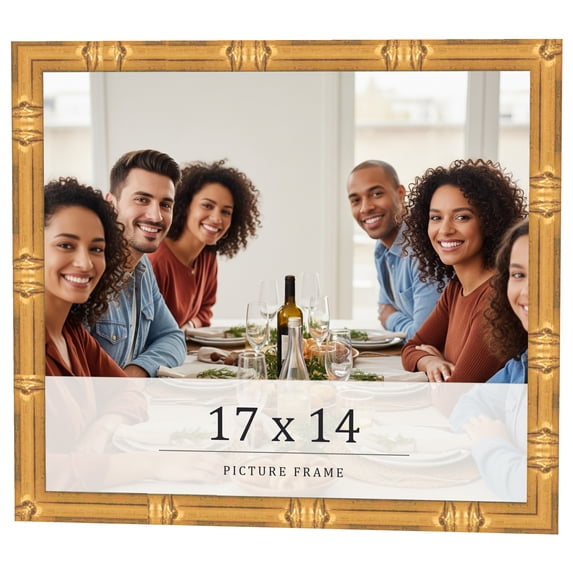17x14 Frame Gold Bamboo Solid Wood Picture Frame | 1 Inch Moulding Width | Interior Frame Depth