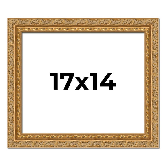 17x14 Frame Gold Ornate Solid Wood Picture Frame | 2 Inch Moulding Width | Firman Traditional Photo
