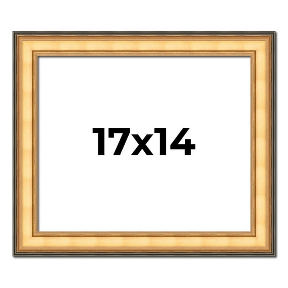 17x14 Frame Gold Plein Aire Solid Wood Picture Frame Width 2 Inches | Interior Frame Depth 0.5