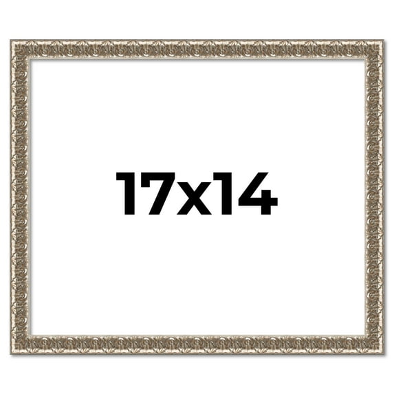 17x14 Frame Silver Versailles Ornate Solid Wood Picture Frame | 1 Inch Moulding Width | Interior