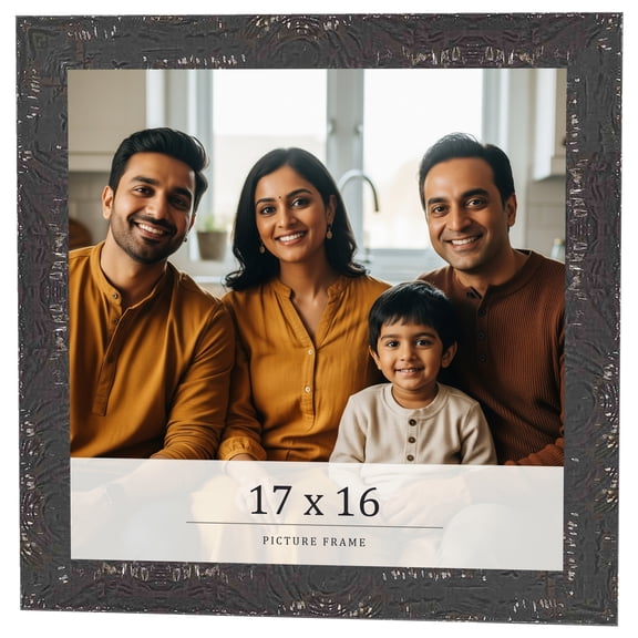 17x16 Frame Black Solid Wood Picture Frame Width 1.125 Inches | Interior Frame Depth 0.5 Inches |