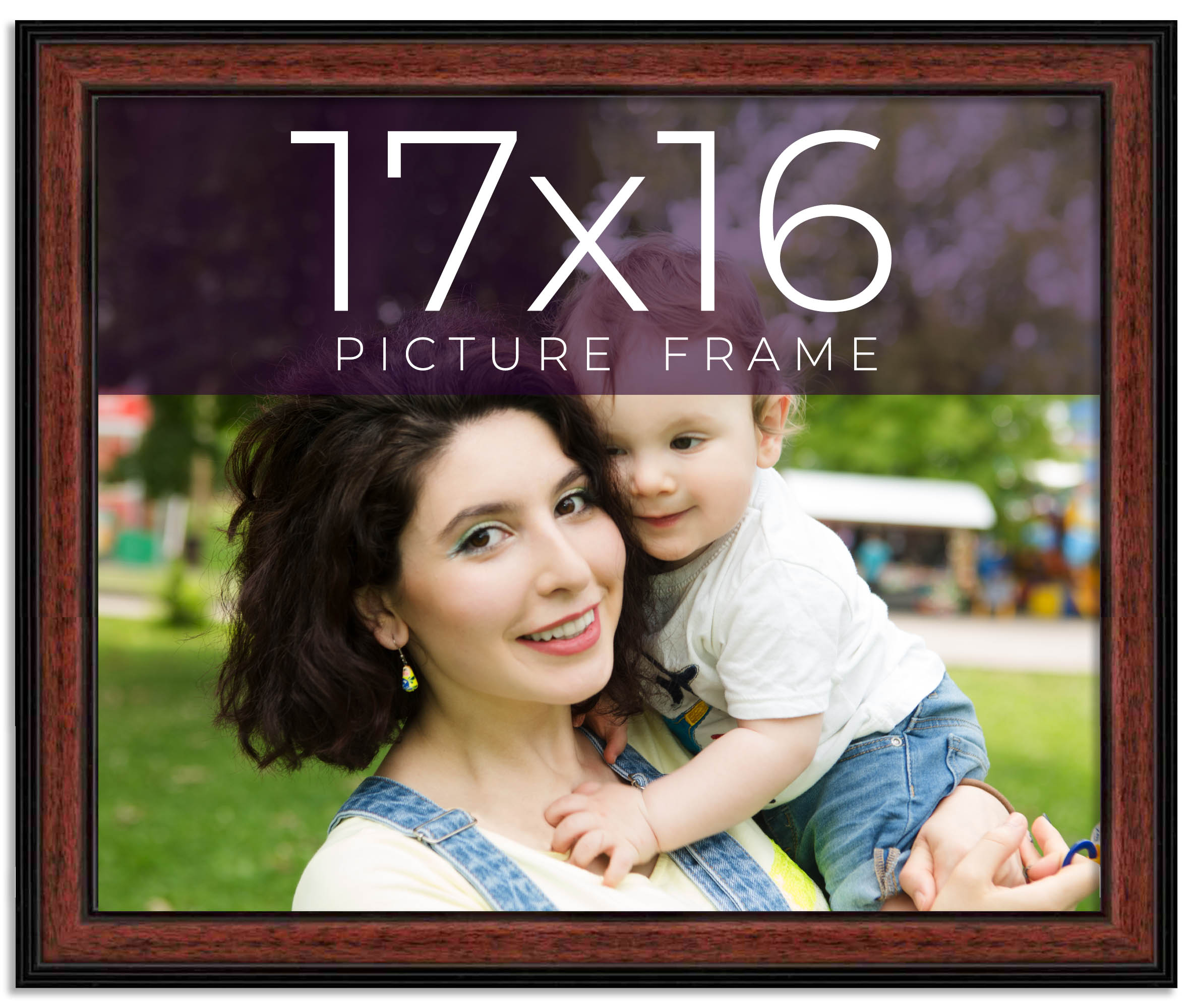 17x16 Frame Executive Brown Round Mahogany Finish Solid Wood Picture ...