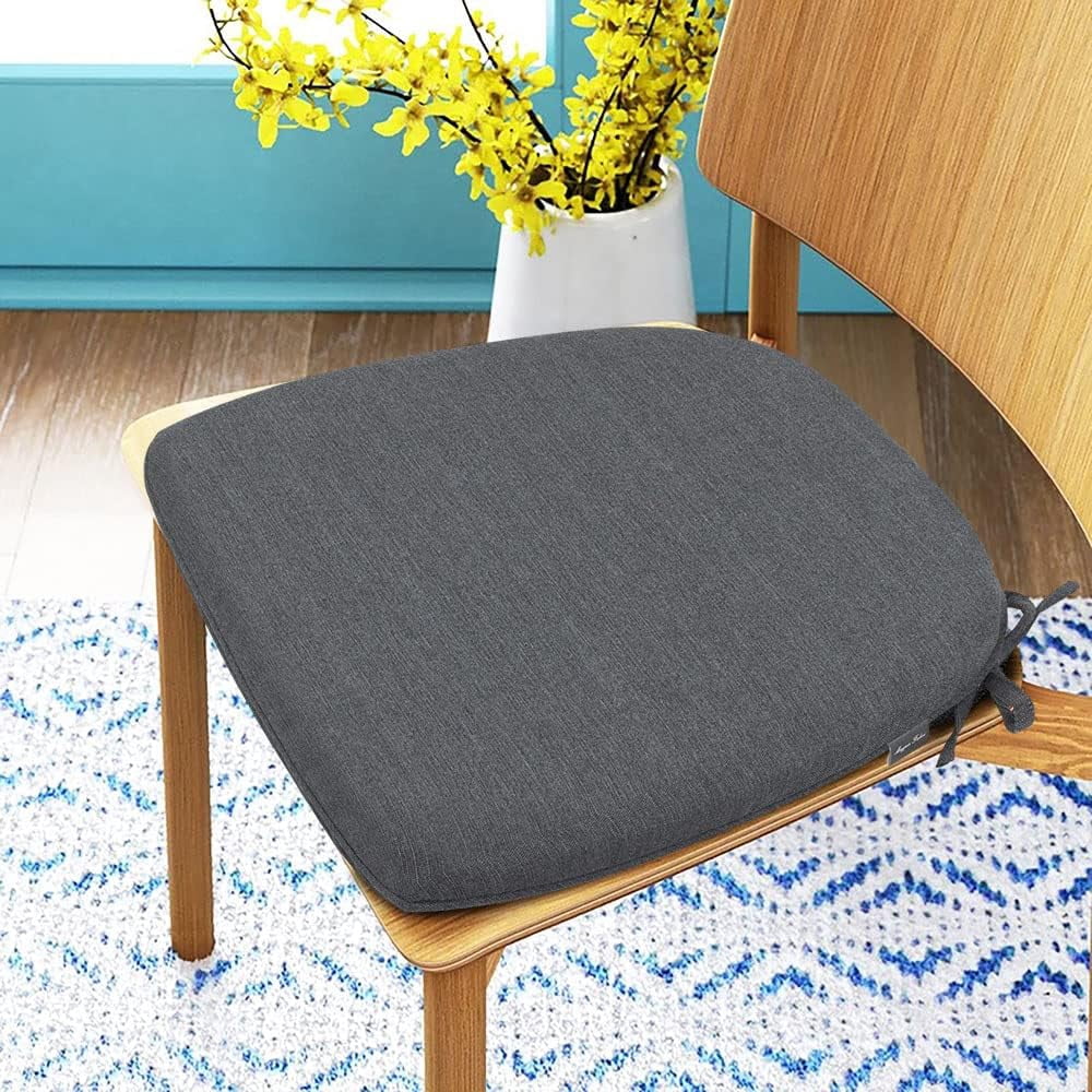 17x16 Inch U-Shape Chair Cushions with Ties 2 Pack Outdoor Indoor Waterproof All Weather Seat Pads Decoration for  Garden Dining Office Dark Gray