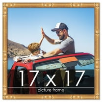 17x17 Gold Thin Bamboo Picture Frame - UV Acrylic, Foam Board Backing, Hanging Hardware