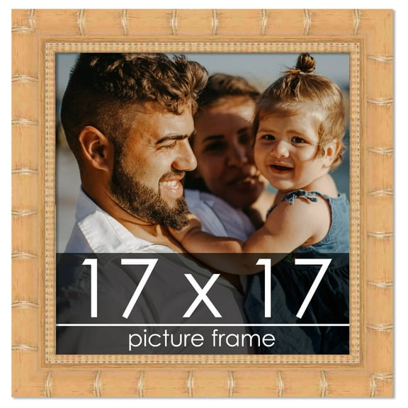 17x17 Natural Modern Bamboo Picture Frame - UV Acrylic, Foam Board Backing, Hanging Hardware