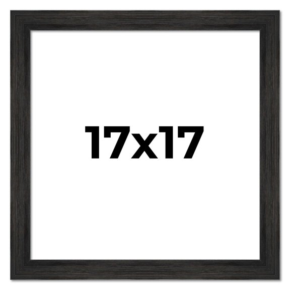 17x17 Black Rustic Wide Barnwood Picture Frame - UV Acrylic, Foam Board Backing, Hanging Hardware
