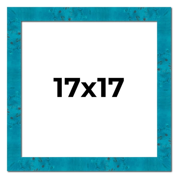 17x17 Frame Blue Teal Burl Wood Picture Frame | 1.75 Inch Moulding Width | Interior Frame Depth 0.5