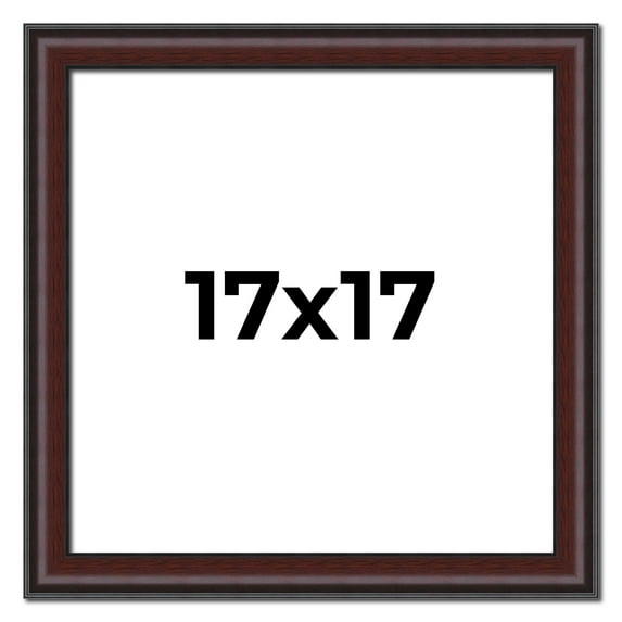 17x17 Frame Brown Round Mahogany Solid Wood Picture Frame | 1.625 Inch Moulding Width | with UV