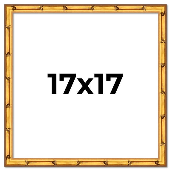 17x17 Frame Gold Bamboo Solid Wood Picture Frame | 1 Inch Moulding Width | Interior Frame Depth