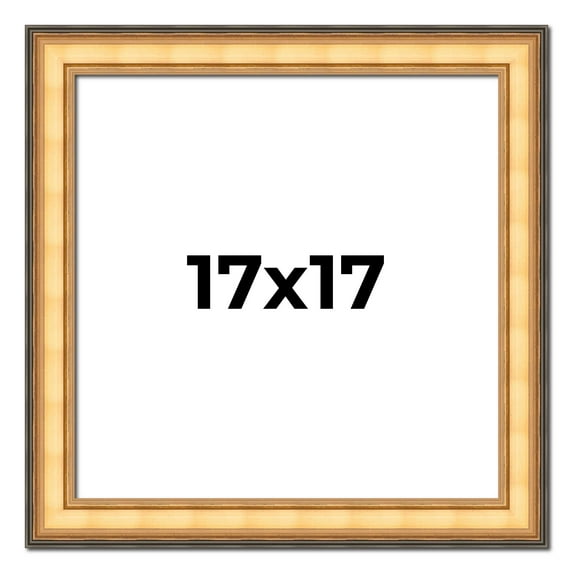 17x17 Frame Gold Plein Aire Solid Wood Picture Frame Width 2 Inches | Interior Frame Depth 0.5