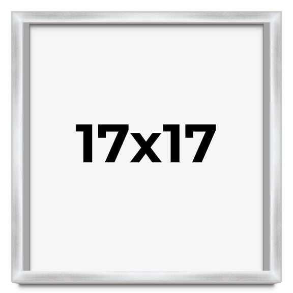 17x17 Frame Silver Whitewashed Wood Grain Solid Wood Shadow Box | 0.75 Inch Moulding Width | 0.75