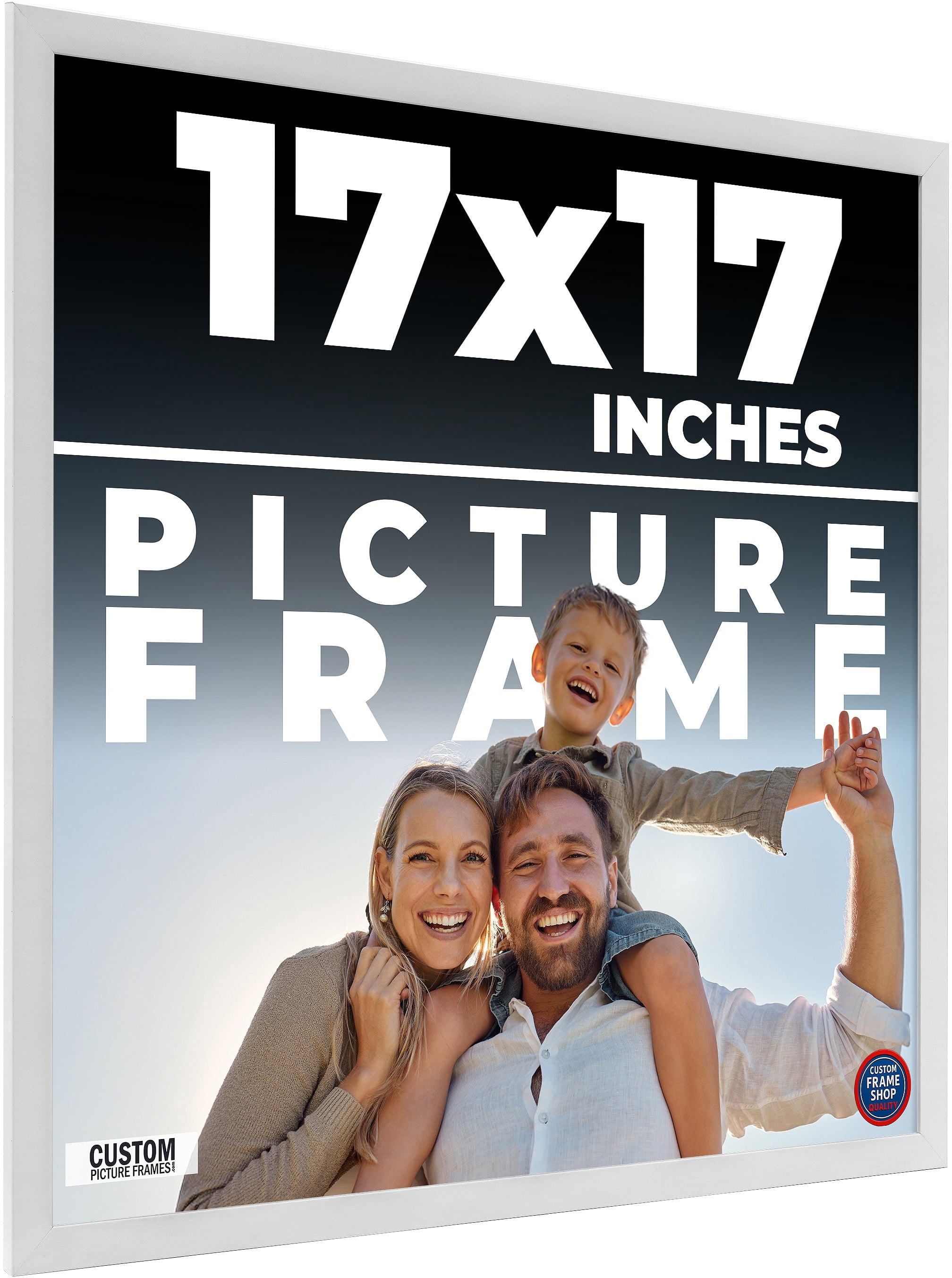 17x17 Frame White Solid Wood Picture Frame Includes UV Acrylic Shatter ...