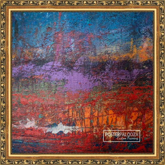 17x17 Gold with Black Wood Picture Frame - UV Acrylic, Foam Board Backing, Hanging Hardware