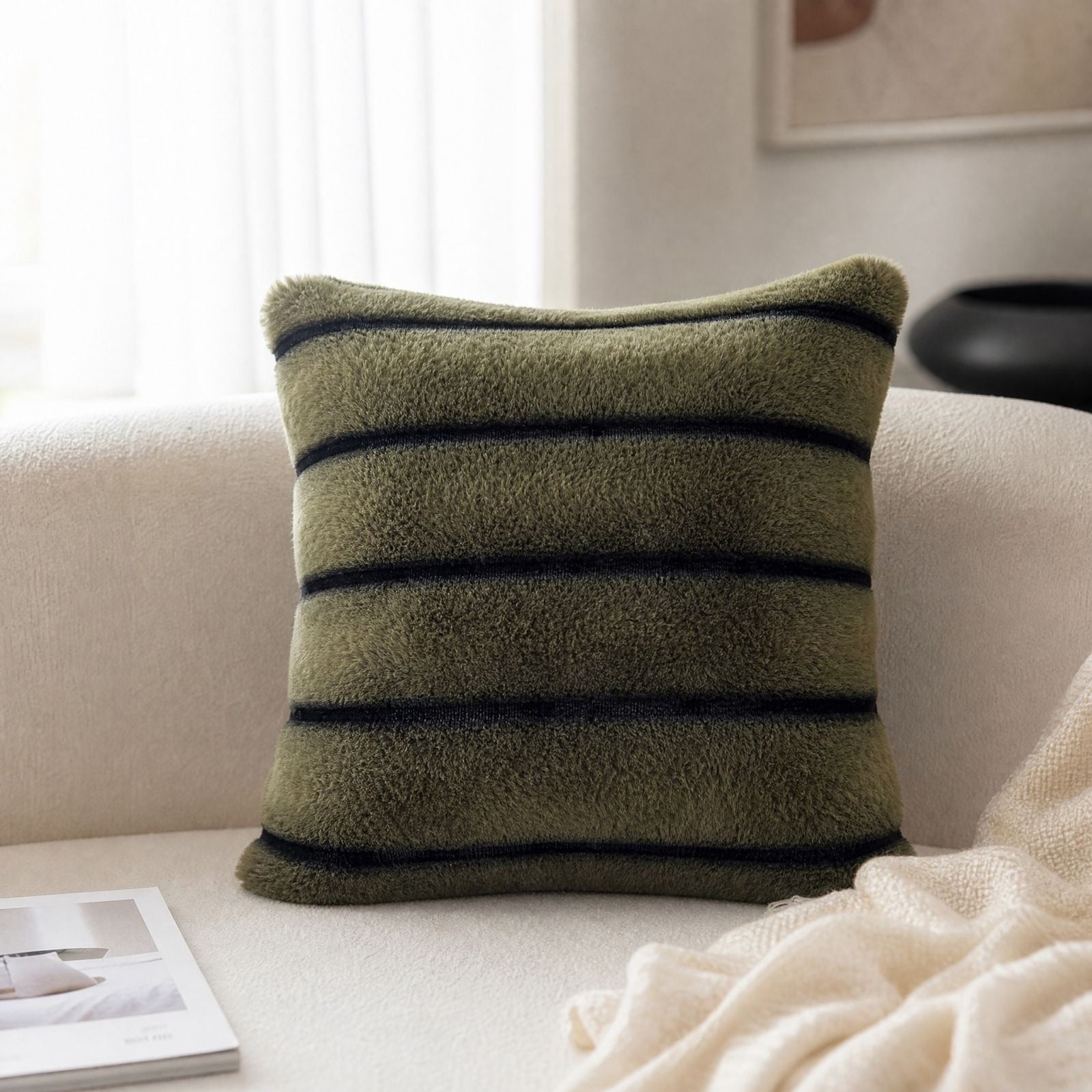 Polyyester Texture 17x17 Inch Textured Pillow Cover for Sofa Couch Bed - Soft Polyester ...