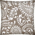 thumbnail image 1 of 17x17 Taupe And White Zippered Polyester Paisley Throw Pillow Cover, 1 of 8