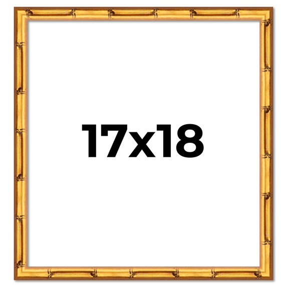 17x18 Frame Gold Bamboo Solid Wood Picture Frame | 1 Inch Moulding Width | Interior Frame Depth