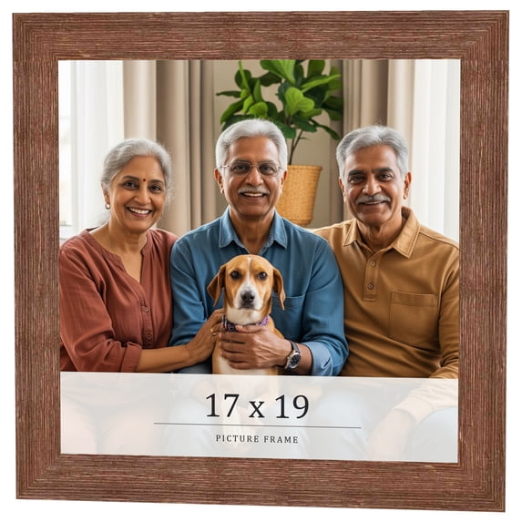 17x19 Frame Brown Farmhouse Solid Wood Picture Frame Width 1.5 Inches | Interior Frame Depth 0.5