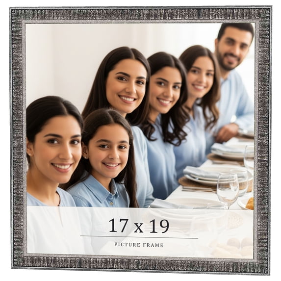 17x19 Frame Silver Grey Distressed Solid Wood Picture Frame | 0.75 Inch Moulding Width | Interior
