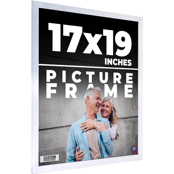 17x19 Frame Silver Stainless Steel Solid Wood Picture Frame | 0.75 Inch Moulding Width | Includes