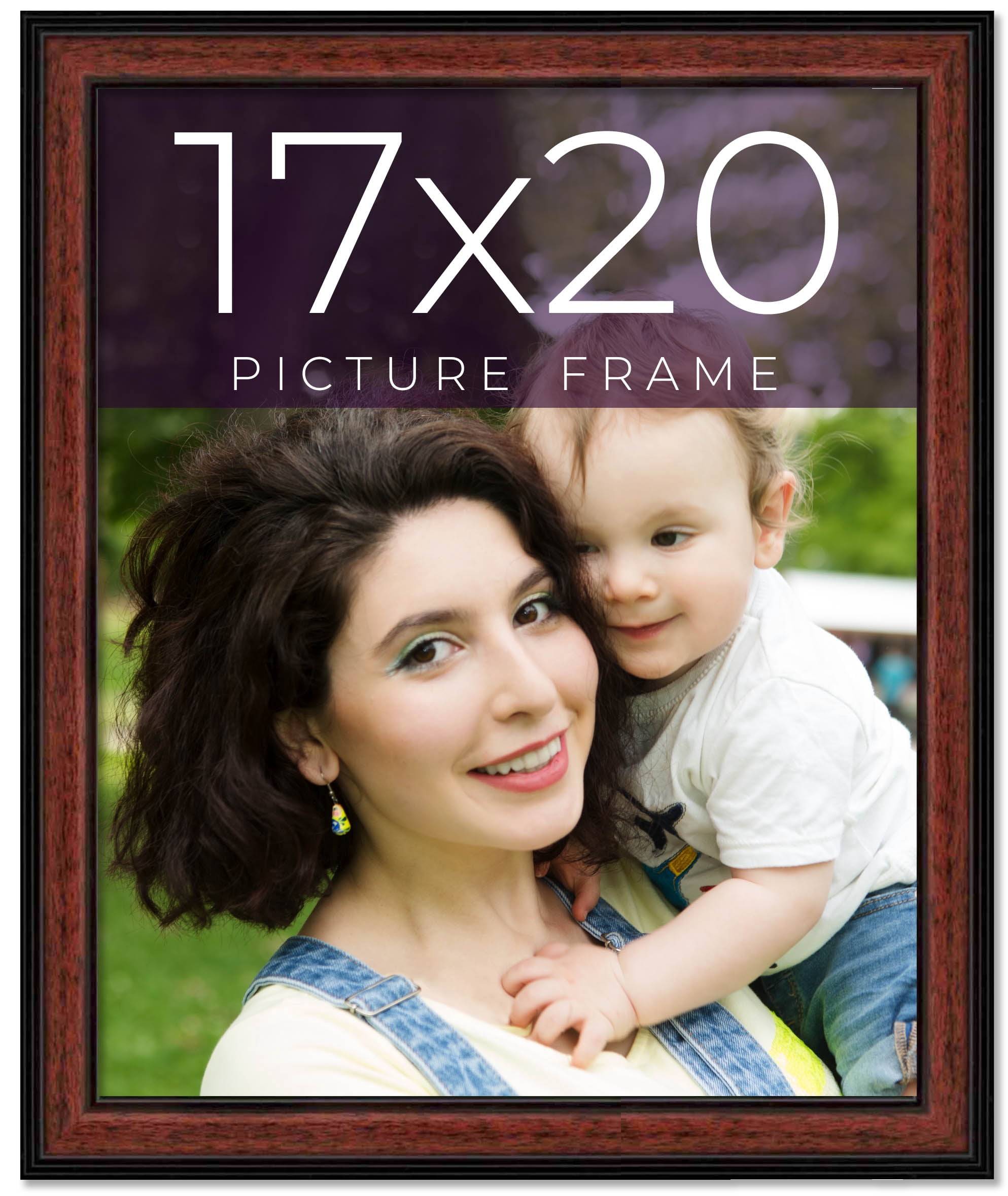 17x20 Frame Executive Brown Round Mahogany Finish Solid Wood Picture ...