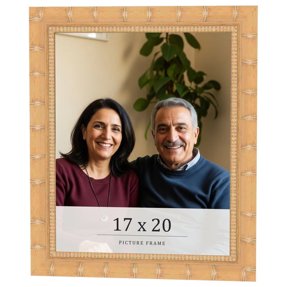 17x20 Light Brown Bamboo Real Wood Picture Frame Width 1.5 inches | Interior Frame Depth 0.5 inches