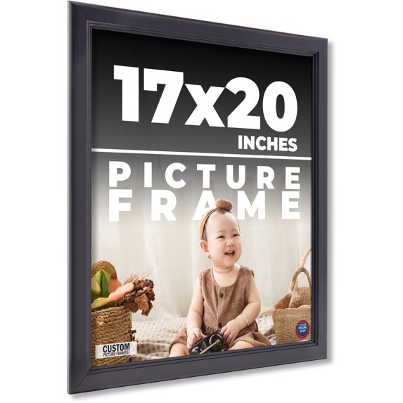17x20 Refined Black Picture Frame - UV Acrylic, Foam Board Backing, Hanging Hardware