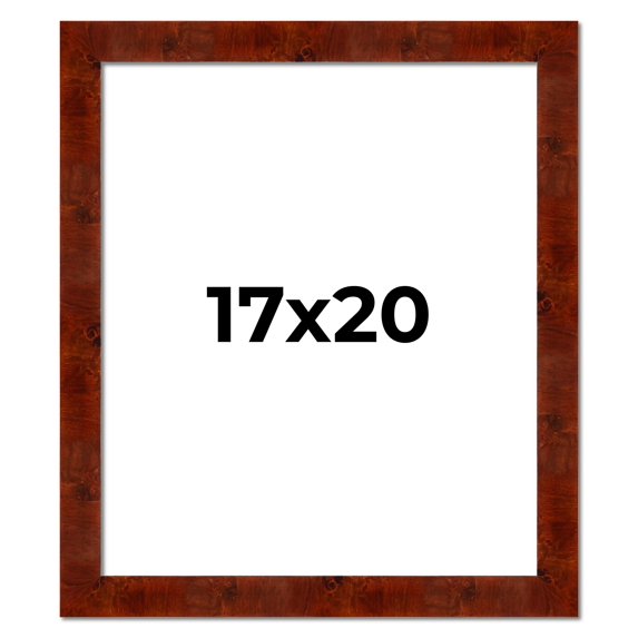 17x20 Walnut Brown Veneer Real Wood Picture Frame Width 1.75 inches | Interior Frame Depth 0.5