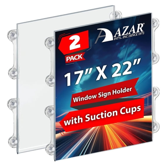 17x22 Acrylic Sign Holder with Suction Cups, Clear Double Sided Window ...