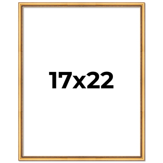 17x22 Frame Beaded Gold Solid Wood Picture Frame | 0.75 Inches Moulding Width | Liscio Oro