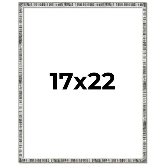 17x22 Frame Silver Grey Distressed Solid Wood Picture Frame | 0.75 Inch Moulding Width | Interior