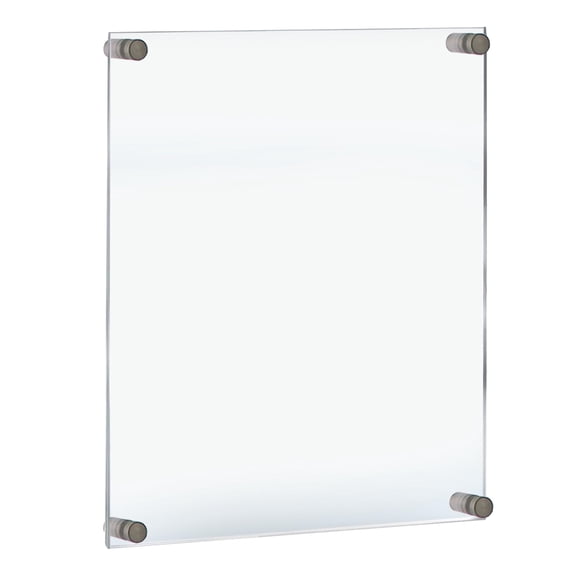 17x22 Inch Graphic Floating Frame, 21x26 Inch Acrylic Panel with Silver Caps, Wall Mount for Artwork Posters Branding, Office Home Store Vertical Horizontal