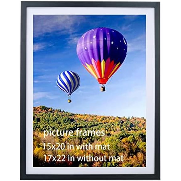 17x22 Picture Frames Solid Wood,Displays Pictures 15x20 with Mat and 17x22 without Mat, 15x20 Poster Frame for Wall 17x22Photo Frames Family Black (HB1722)$$Home Decor, Kitchen, & Other