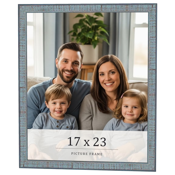 17x23 Frame Blue Scuffed Farm Board Solid Wood Picture Frame Width 0.75 Inches | Interior Depth 0.5