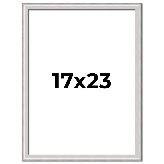 17x23 Frame Silver Inner Slope Bevel Picture Frame | 1 Inch Moulding Width | 0.75 Inch Rabbet Depth