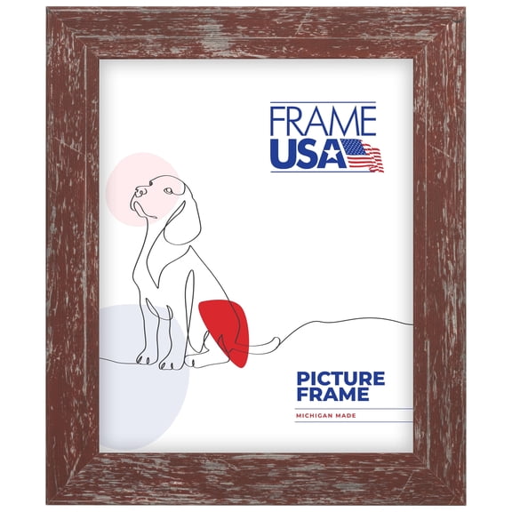 17x23 Picture Frame, Red American Barn Narrow Style 261604, 1.25 Inch MDF with Plexiglass