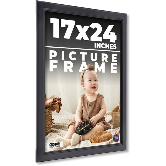 17x24 Frame Black Picture Frame - Complete Modern Photo Frame Includes UV Acrylic Shatter Guard