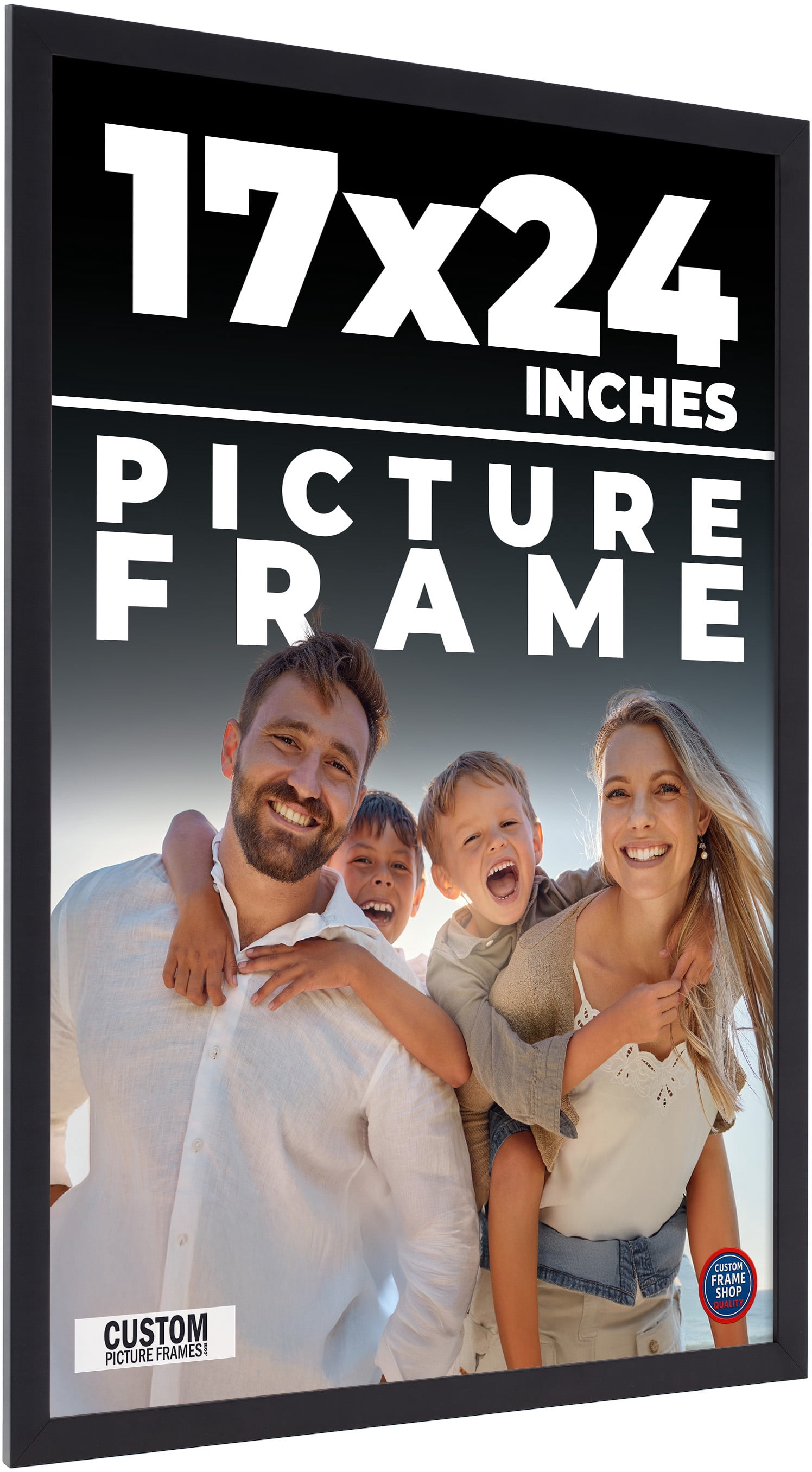 17x24 Frame Black Solid Wood Picture Frame | 0.75 Inch Moulding Width ...
