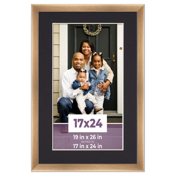 17x24 Frame Bronze With Black Picture Mat For 17x24 Photo - Bronze 19x26 Frame To Display Print or