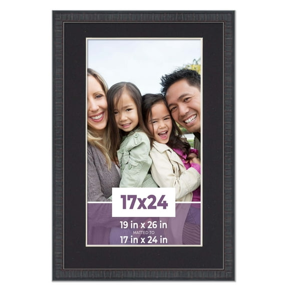 17x24 Frame Mahogany With Black Picture Mat For 17x24 Photo - Mahogany 19x26 Frame To Display Print
