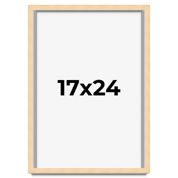 17x24 Frame Natural Wood Picture Frame | 0.75 Inch Moulding Width | with UV Acrylic Plexiglass,