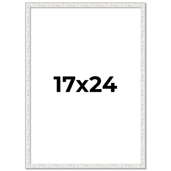 17x24 Frame White Scuffed Rustic Solid Wood Picture Frame | 0.75 Inch Moulding Width| Includes UV